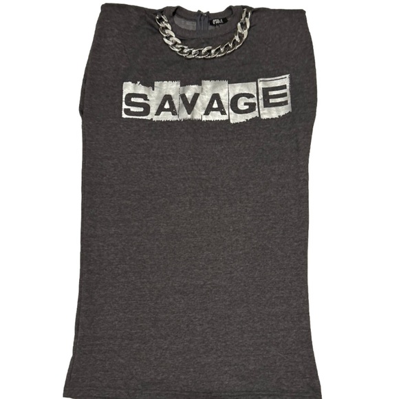 Trendy Gray Mini Dress with Chunky Chain Accent, Size L. - Picture 1 of 7